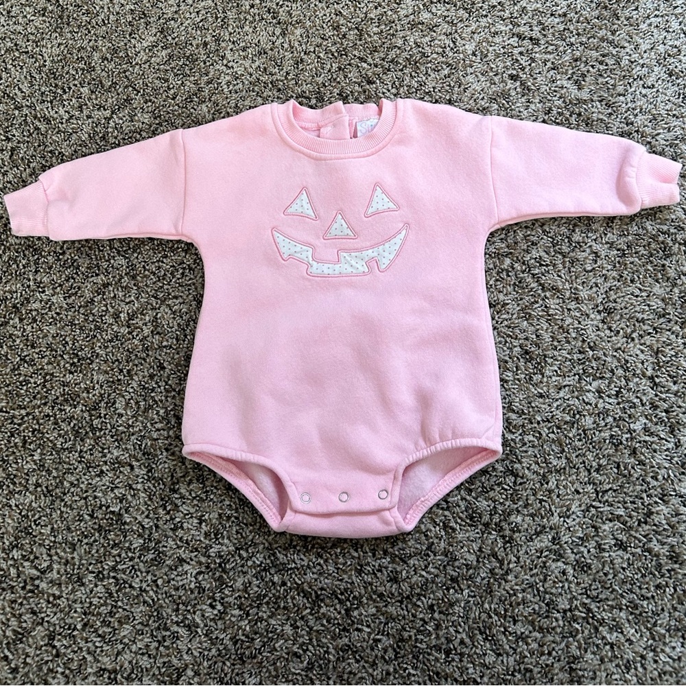 Stitchy Fish Jack-o’Lantern Face Baby Sweatshirt Onesie